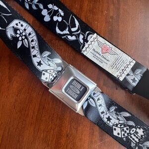 Buckle-Down Black and White Lucky Belt